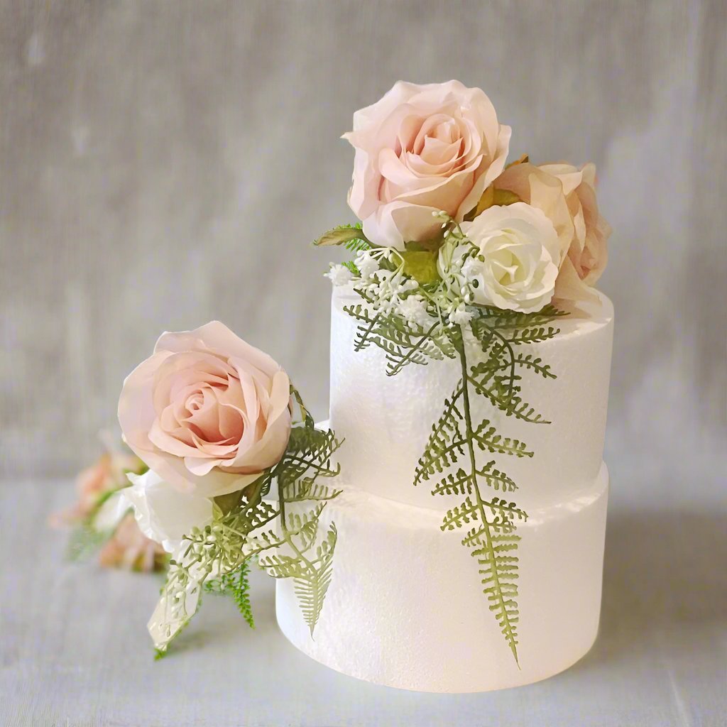 Blush & White Wedding Cake Decoration Cake 2024 Arrangement Topper Artificial Flowers Wedding Flowers Peach Cream Wedding Floral Cake Topper