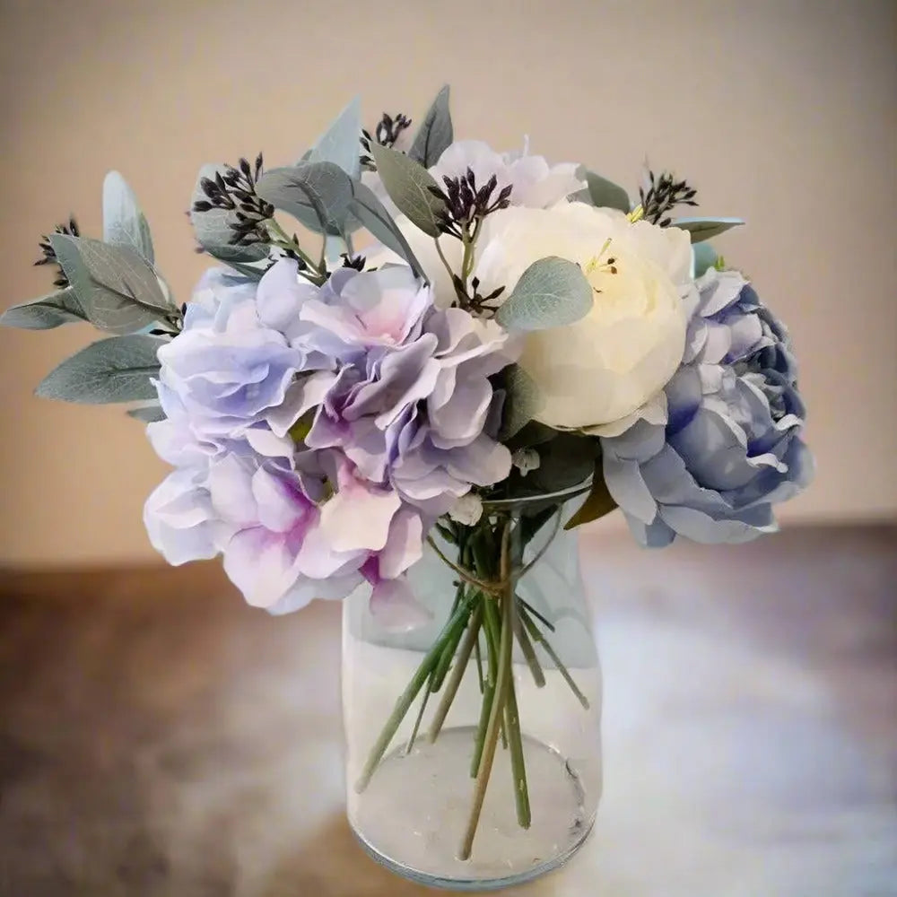 Baby Blue And White Wedding Bouquet - Artificial Flowers | Claire De Fleurs