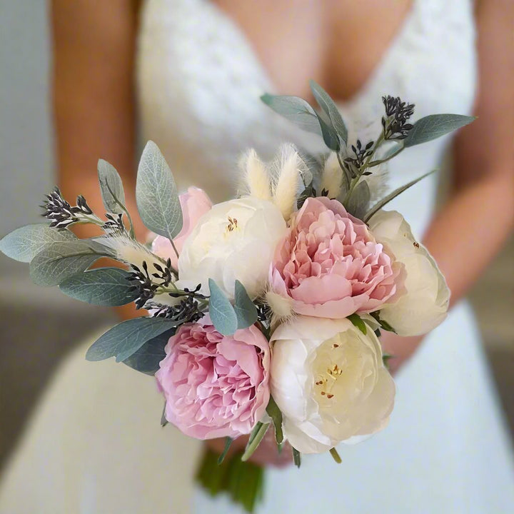 Blush Pink And White Peonies Bouquet - Artificial Flowers | Claire De Fleurs