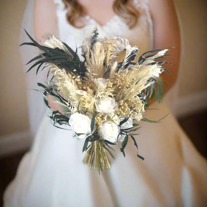 Boho Pampas Wedding Bouquet white Claire De Fleurs