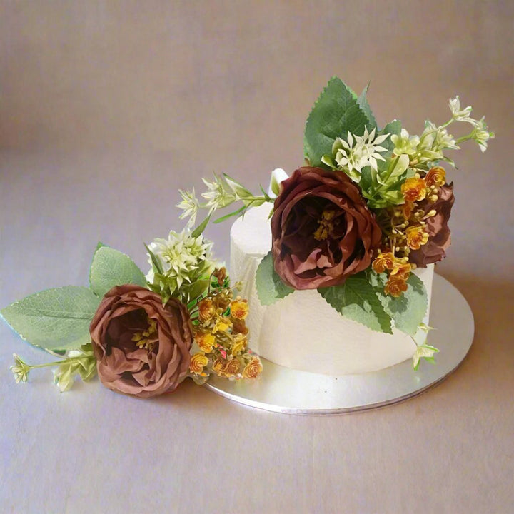 Brown Autumnal Peony Cake Topper - Artificial Flowers | Claire De Fleurs