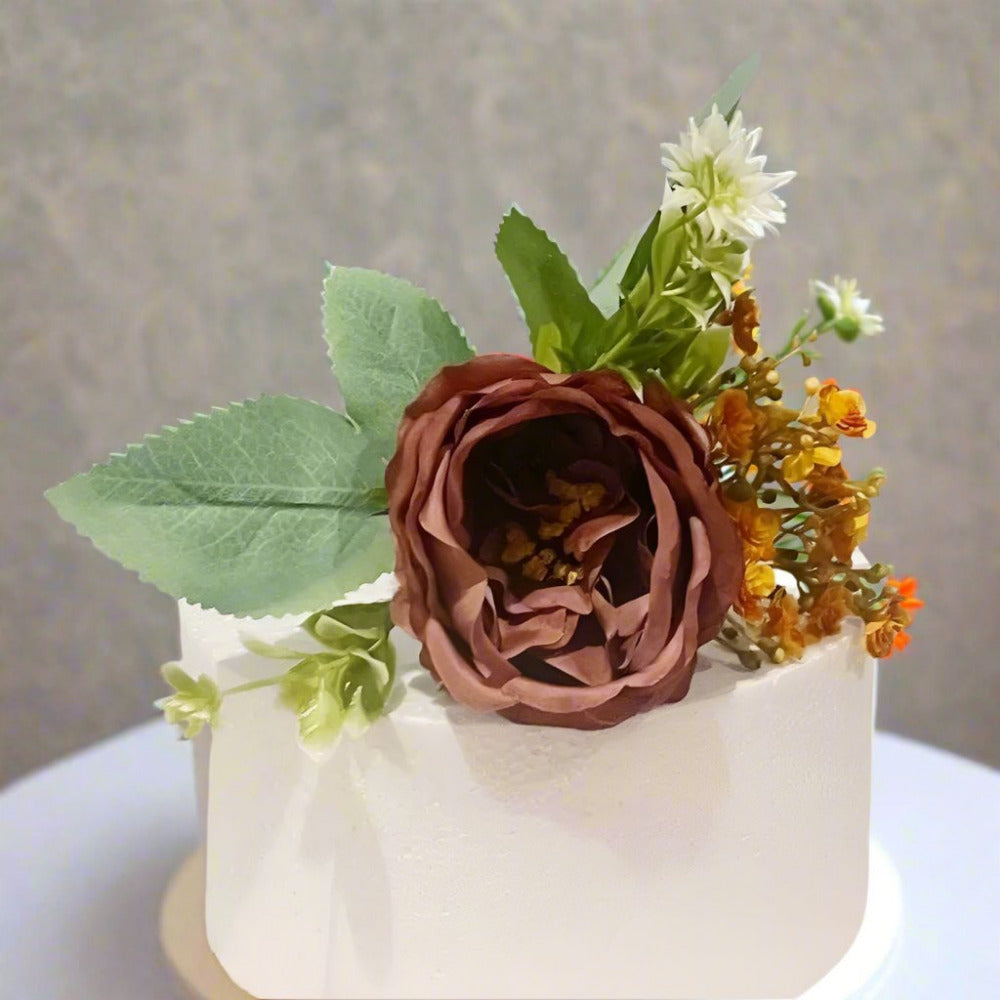 Brown Autumnal Peony Cake Topper - Artificial Flowers | Claire De Fleurs