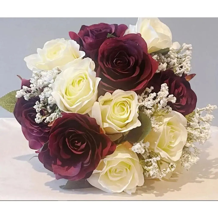 Burgundy And Cream Rose Wedding Bouquet Claire De Fleurs