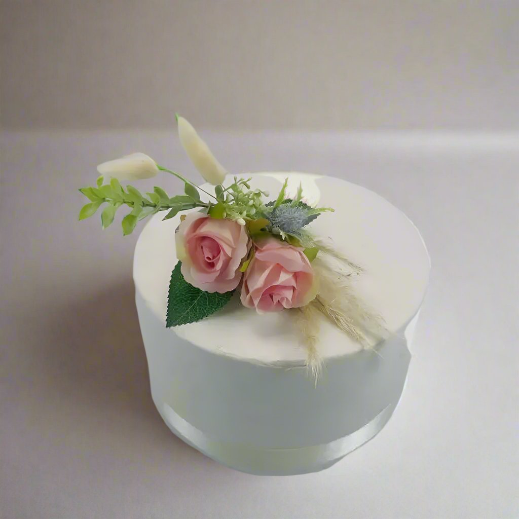 Cake Flowers Artificial Pink Rose And Pampas Cake Flowers Claire De Fleurs