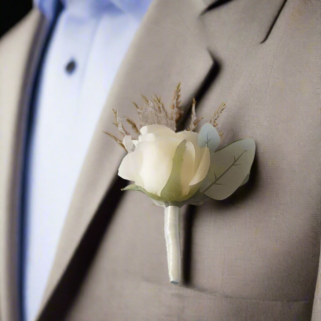 Cream Rose Buttonhole Claire De Fleurs