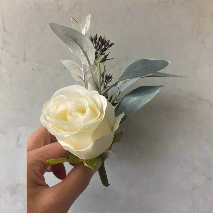 Cream Rose Buttonhole - Artificial Flowers | Claire De Fleurs