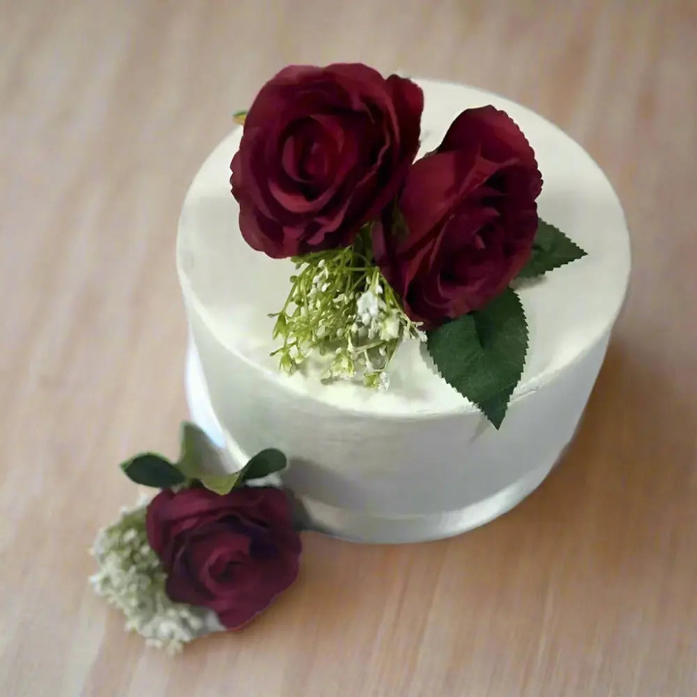 Dark Red Rose Cake Flowers Topper Claire De Fleurs