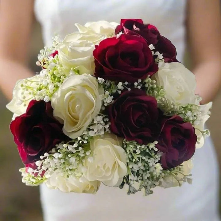 Dark Red And Ivory Wedding Bouquet Claire De Fleurs