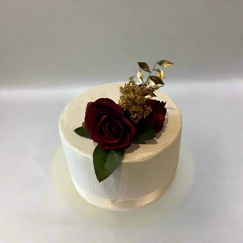 Dark Red Rose And Gold Cake Flowers Claire De Fleurs