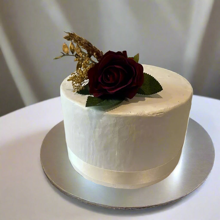 Dark Red Rose And Gold Cake Flowers Claire De Fleurs