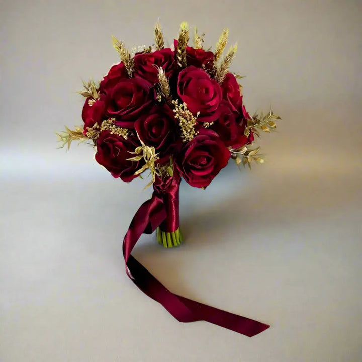 Stunning Dark Red And Gold Bouquet Claire De Fleurs