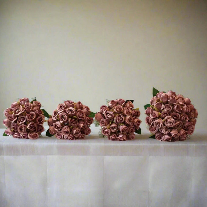 Dusky Pink Artificial Silk Rose Bouquet Claire De Fleurs