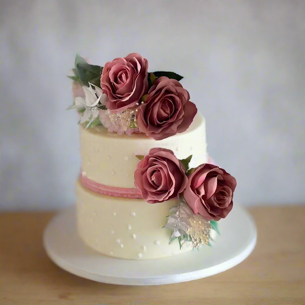 Pink Rose Flower Cake Topper - Artificial Flowers | Claire De Fleurs