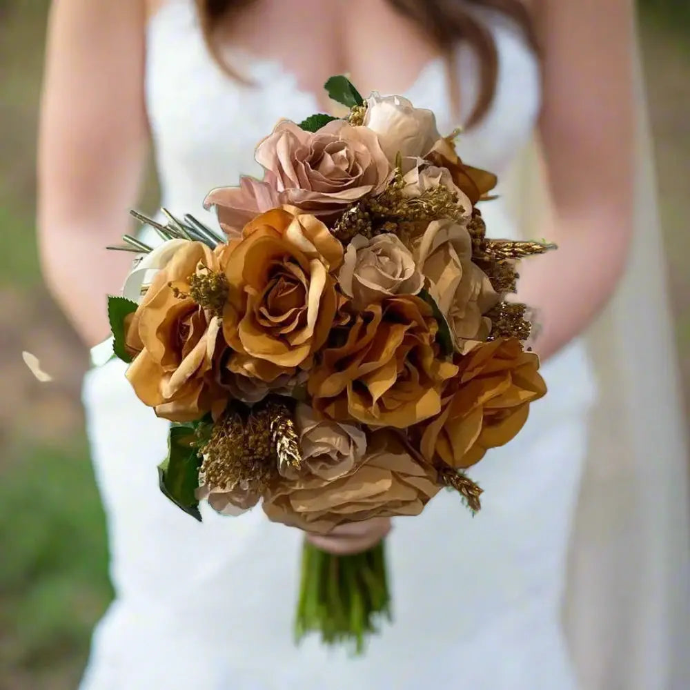 Gold, Nude and Burnt Orange Bouquet Claire De Fleurs