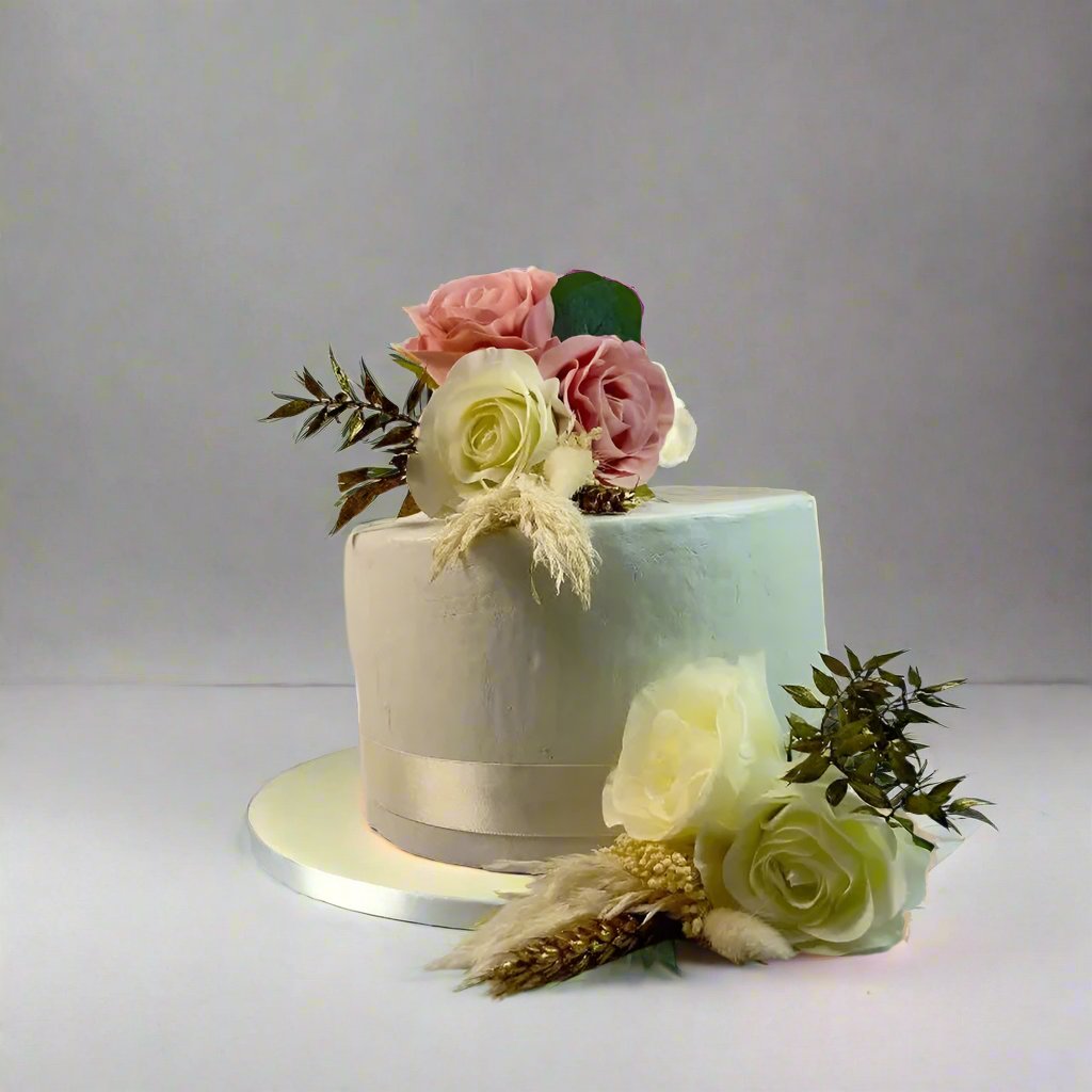 Gold, Pink And Ivory Cake Flowers Claire De Fleurs