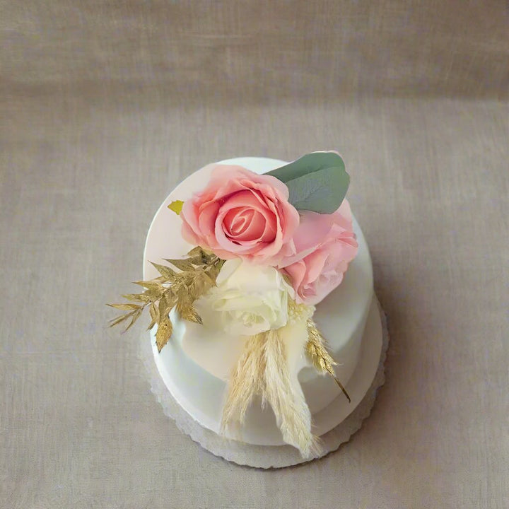 Gold, Pink And Ivory Cake Flowers Claire De Fleurs