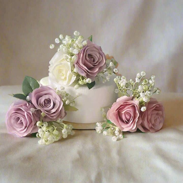 Lilac and Pink Blush Rose Cake Topper - Artificial Flowers | Claire De Fleurs