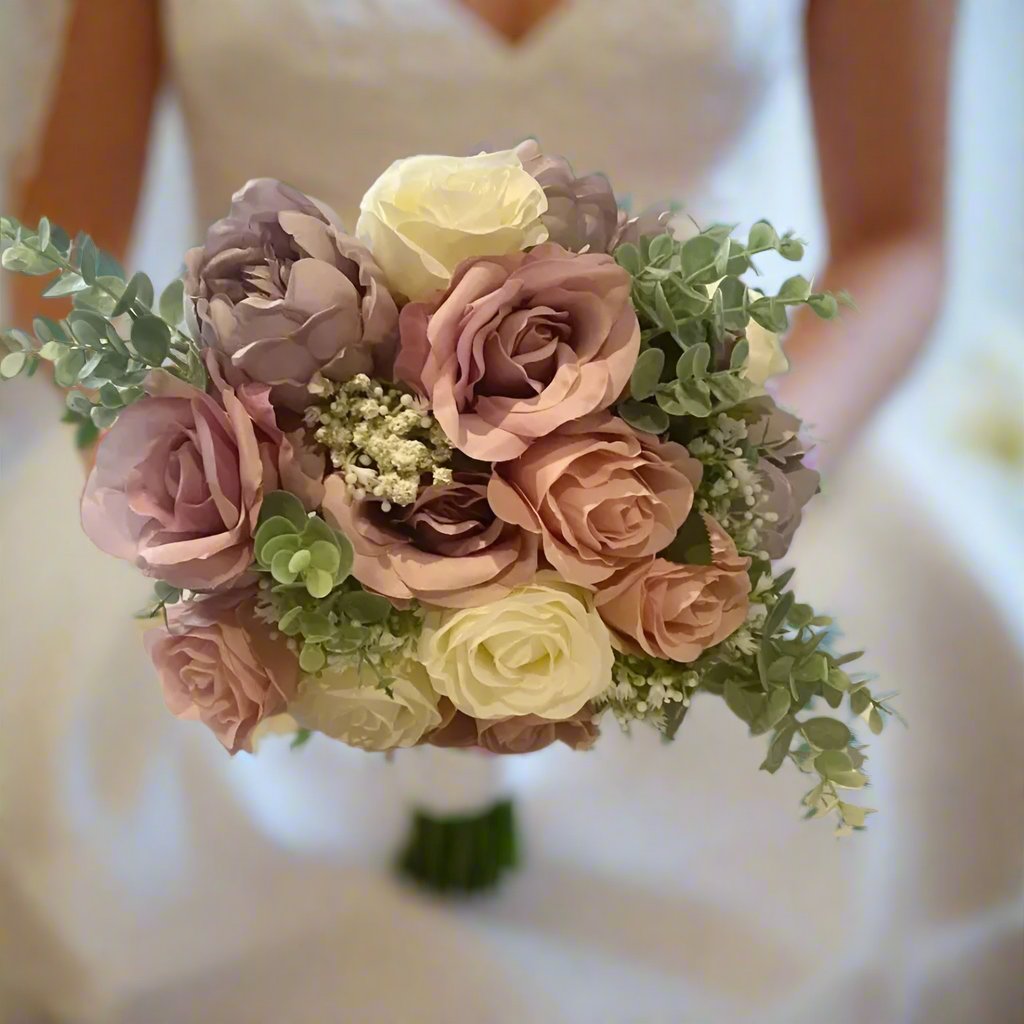 Lilac, Ivory , Blush Silk And Gypsophila Bouquet Claire De Fleurs