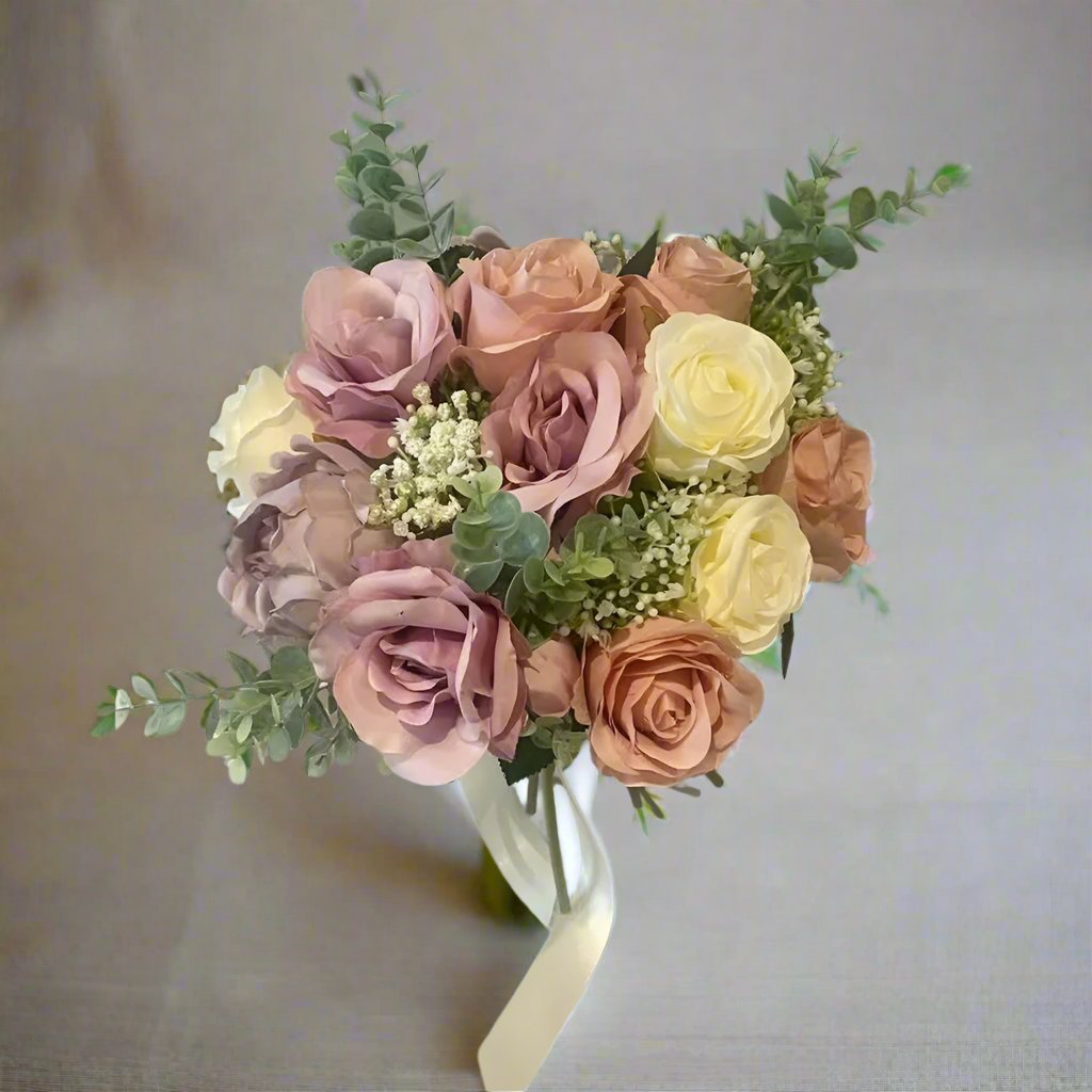 Lilac, Ivory , Blush Silk And Gypsophila Bouquet Claire De Fleurs