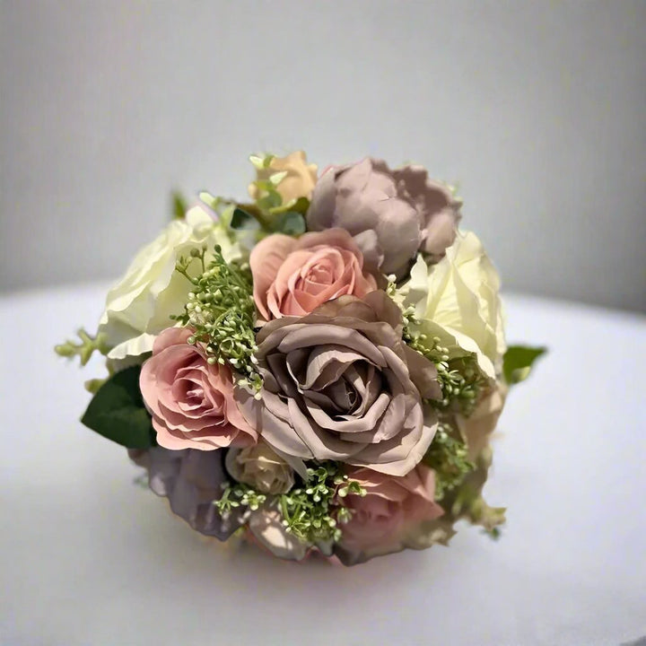 Lilac, Ivory , Blush Silk And Gypsophila Bouquet Claire De Fleurs