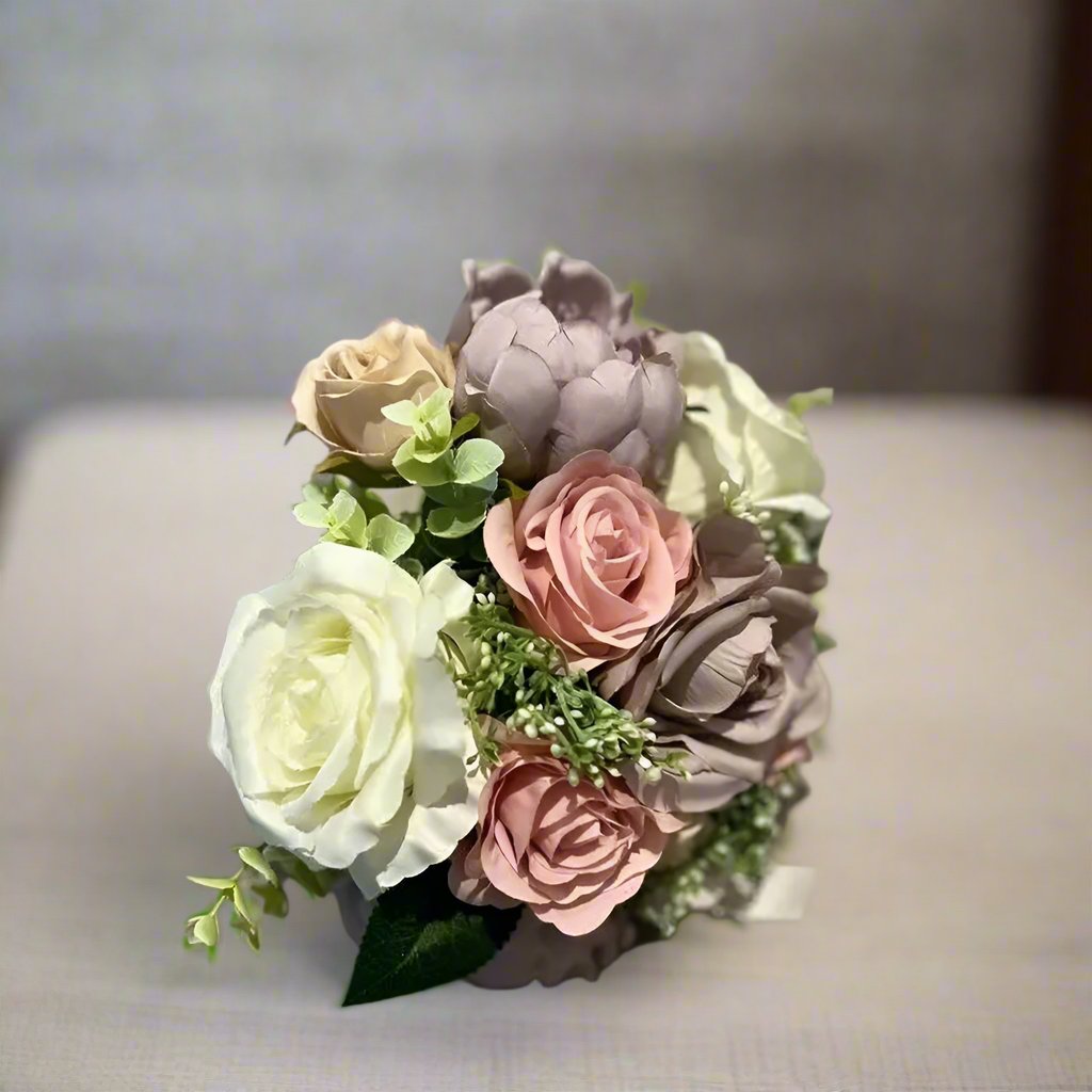 Lilac, Ivory , Blush Silk And Gypsophila Bouquet Claire De Fleurs