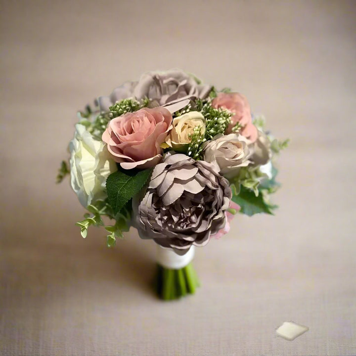 Lilac, Ivory , Blush Silk And Gypsophila Bouquet Claire De Fleurs