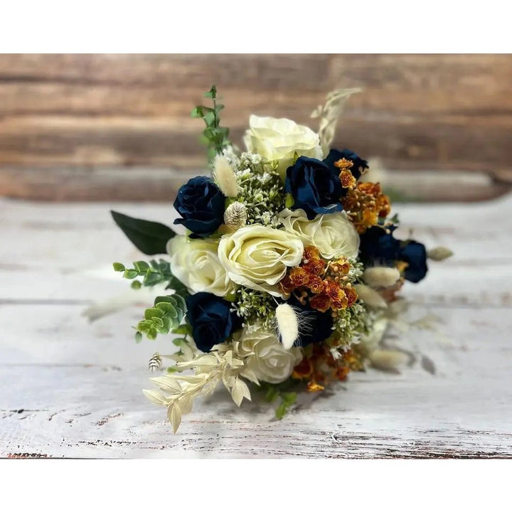 Navy And Ivory Rose Bouquet Claire De Fleurs