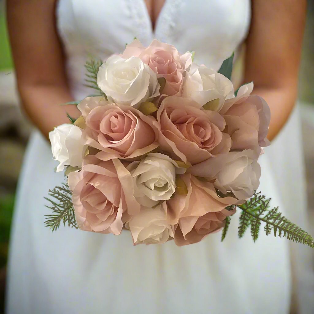 Peach And White Rose Wedding Bouquet Claire De Fleurs