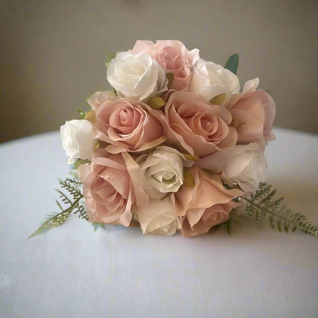 Peach And White Rose Wedding Bouquet Collection - Artificial Flowers | Claire De Fleurs