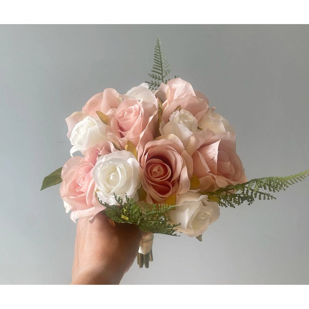 Peach And White Rose Wedding Bouquet Collection - Artificial Flowers | Claire De Fleurs