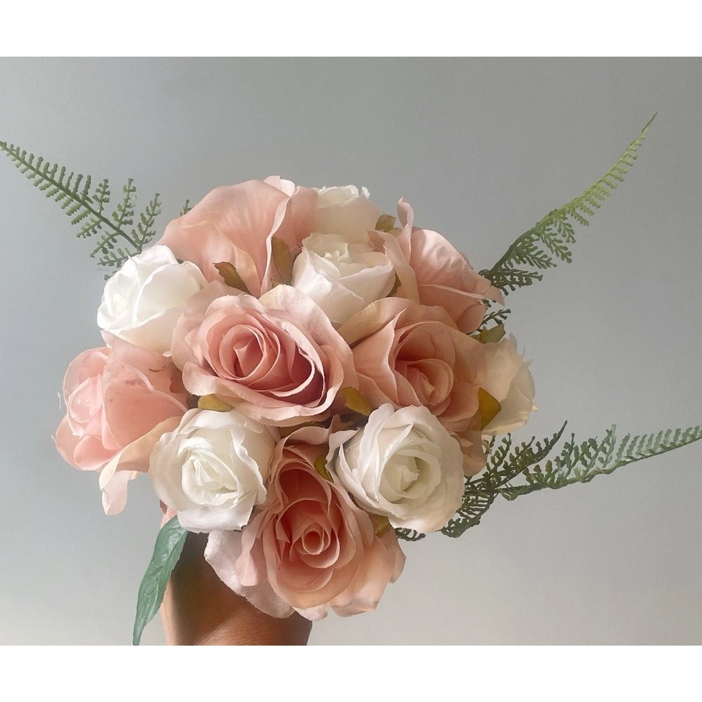 Peach And White Rose Wedding Bouquet Collection - Artificial Flowers | Claire De Fleurs