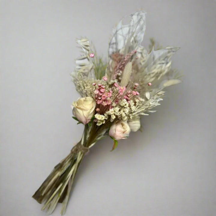 Pink And Cream Dried Flower Bouquet Claire De Fleurs