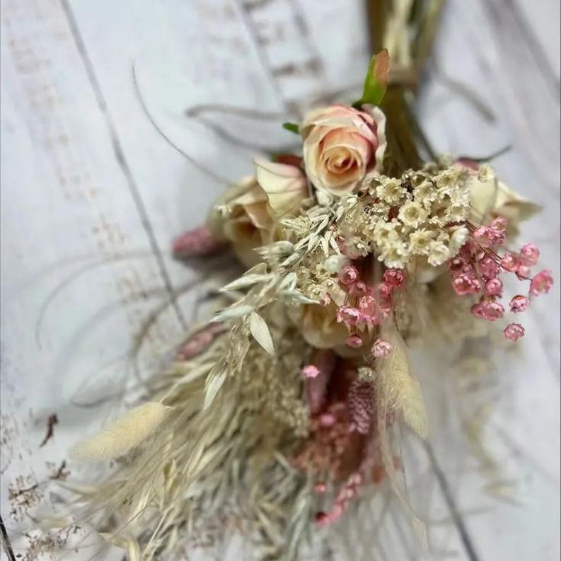 Pink And Cream Dried Flower Bouquet Claire De Fleurs