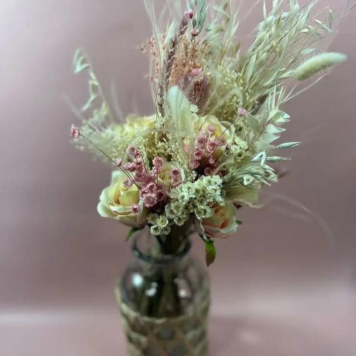 Pink And Cream Dried Flower Bouquet Claire De Fleurs