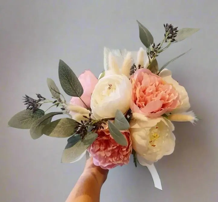 Pink And White Boho Rustic Silk Bouquet Claire De Fleurs