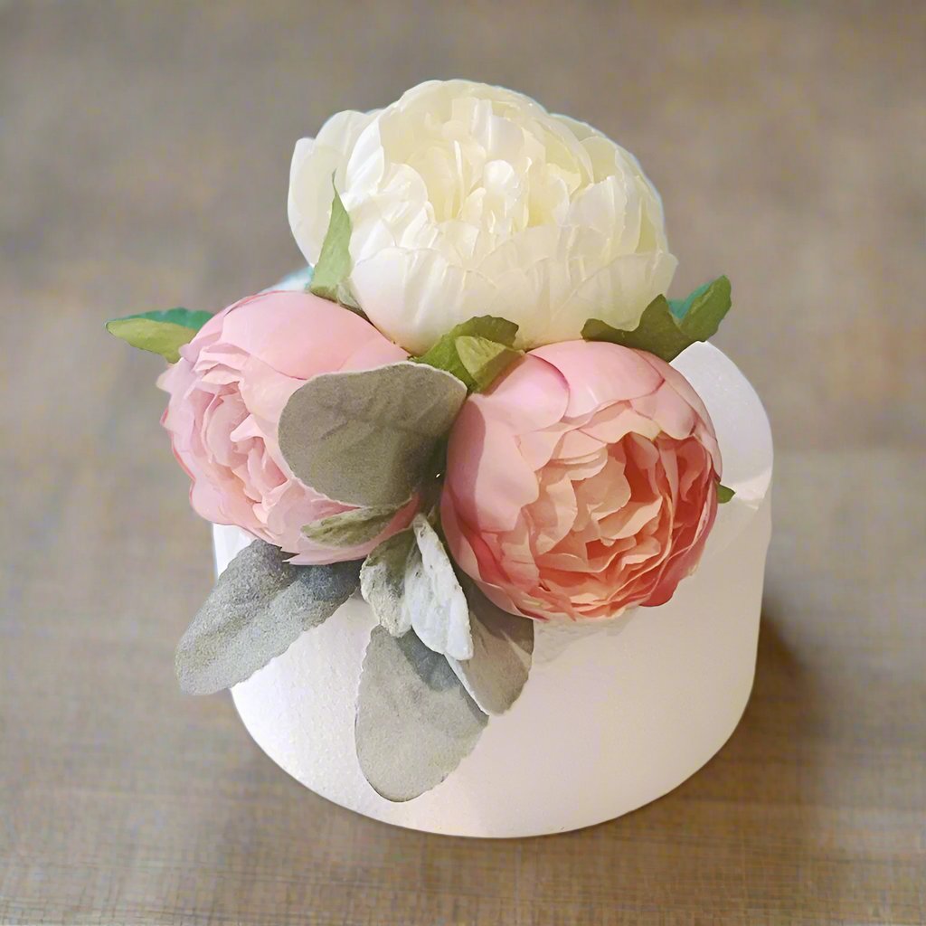 Pink & White Peony Cake Topper - Artificial Flowers | Claire De Fleurs