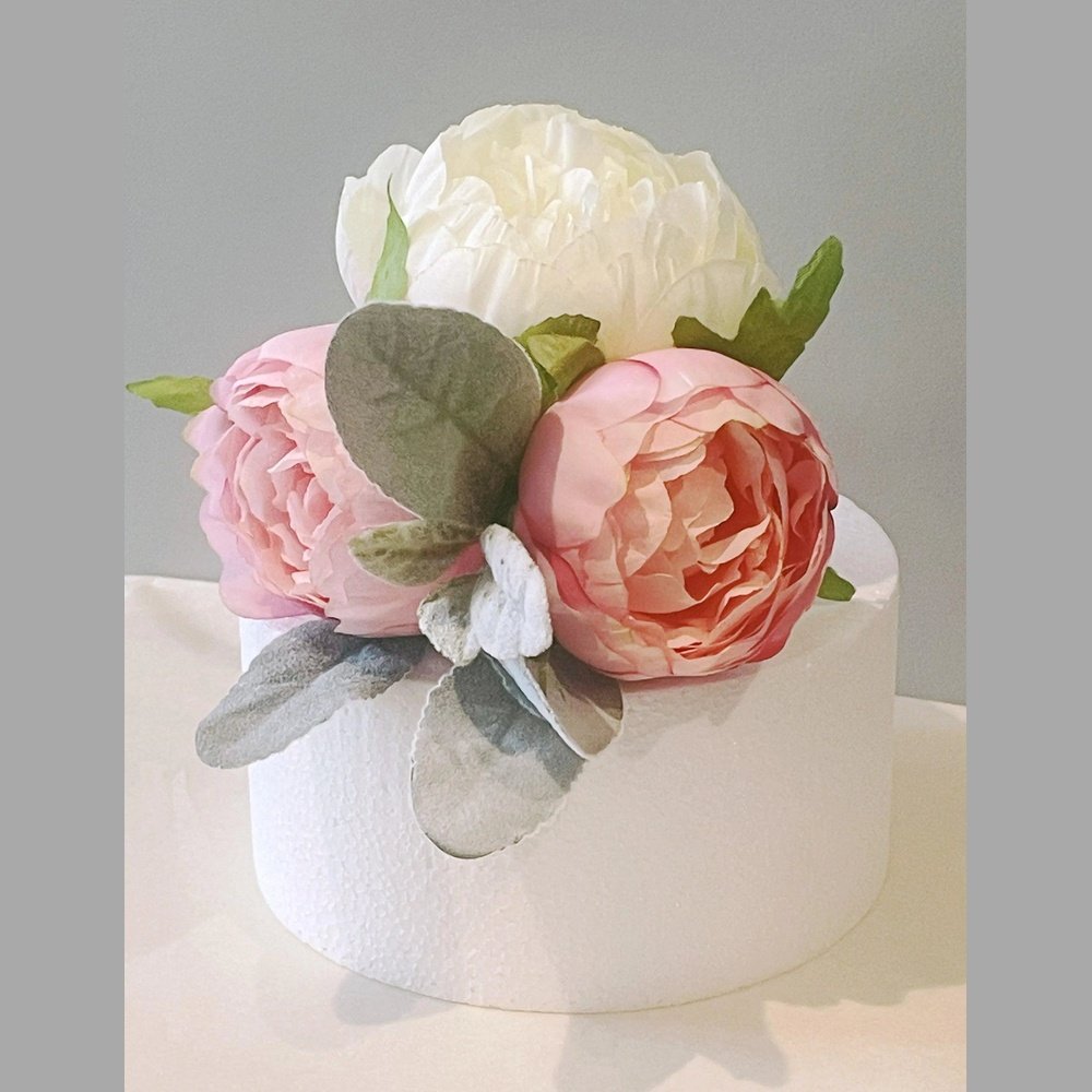 Pink & White Peony Cake Topper - Artificial Flowers | Claire De Fleurs