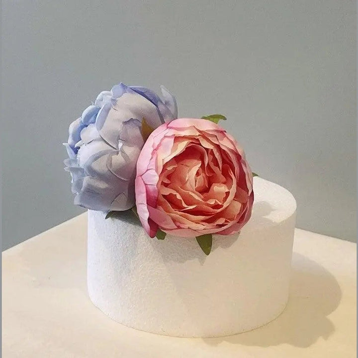 Pink & Blue Peonies Cake Flower Topper - Artificial Flowers | Claire De Fleurs