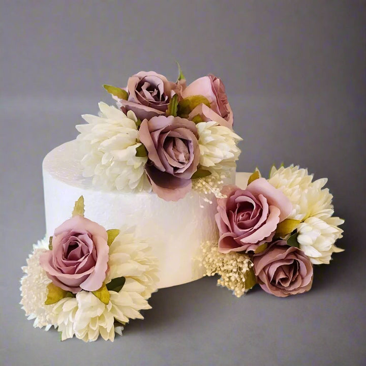 Pink & White Cake Flower Topper - Artificial Flowers | Claire De Fleurs