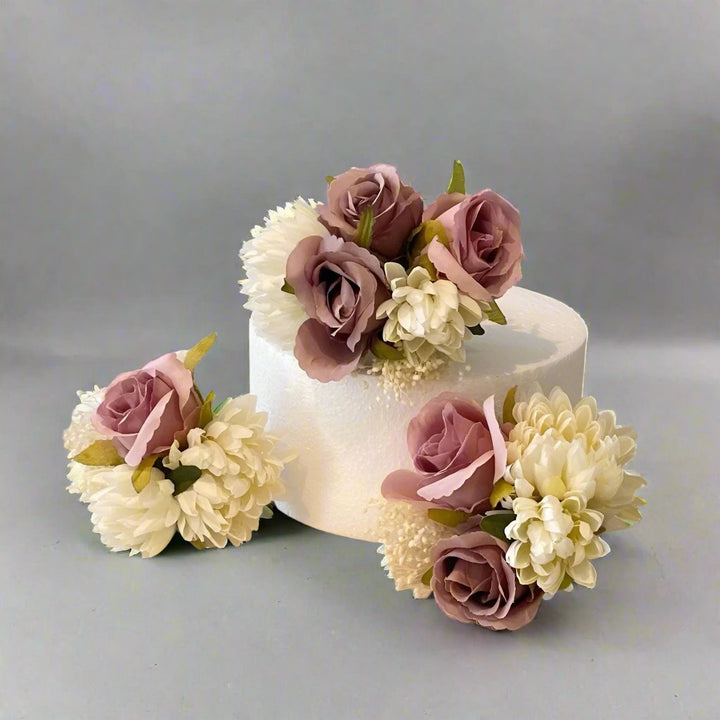 Pink & White Cake Flower Topper - Artificial Flowers | Claire De Fleurs