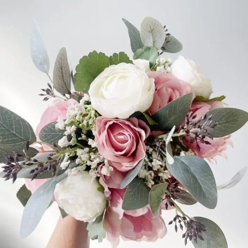 Blush Pink & White Wedding Bouquet Collection - Artificial Flowers | Claire De Fleurs