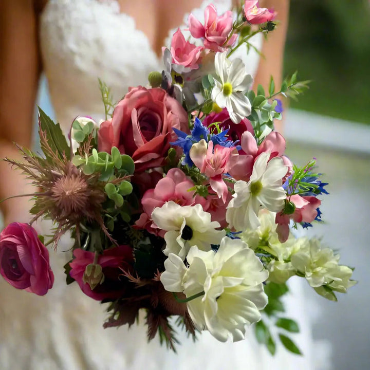 Pink & White Artificial Wedding Bouquet Claire De Fleurs