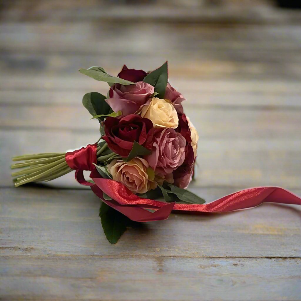 Red And Pink artificial Rose Bouquet Claire De Fleurs