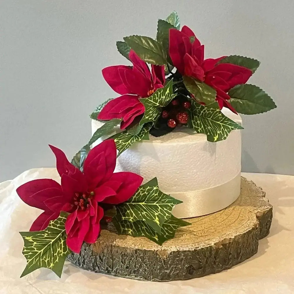 Red Christmas Poinsettia Cake Topper Claire De Fleurs