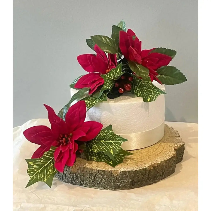 Red Christmas Poinsettia Cake Topper - Artificial Flowers | Claire De Fleurs