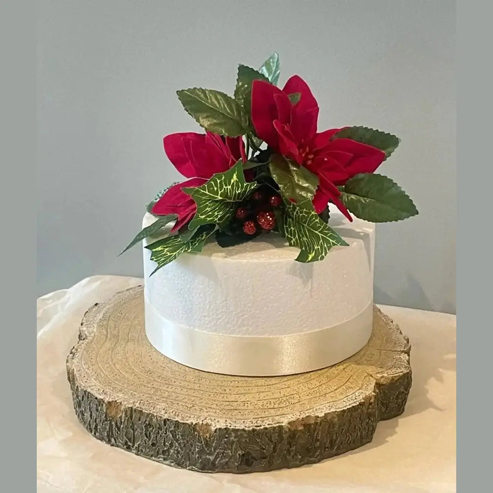 Red Christmas Poinsettia Cake Topper - Artificial Flowers | Claire De Fleurs