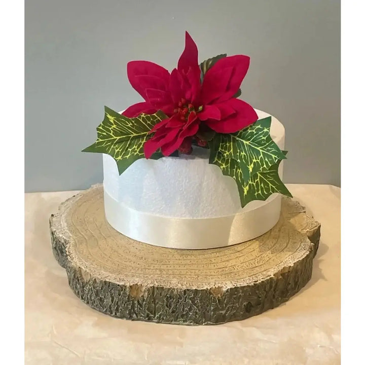 Red Christmas Poinsettia Cake Topper - Artificial Flowers | Claire De Fleurs