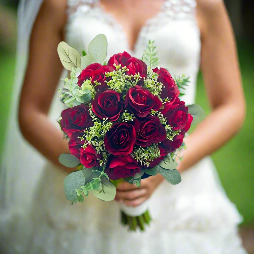 Red Rose And Gypsophila Bouquet Claire De Fleurs