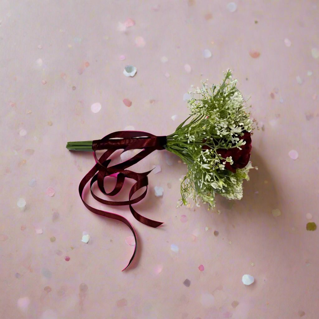 Red Rose Flower Girl Wand/Posy Claire De Fleurs