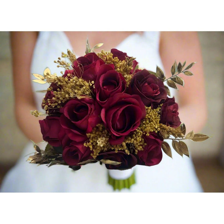 Stunning Dark Red And Gold Bouquet Claire De Fleurs